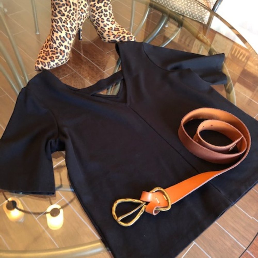 Nordstrom Black V-Neck Halogen Top